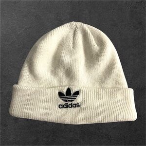 Adidas Originals Trefoil Big Logo White Cuffed Beanie